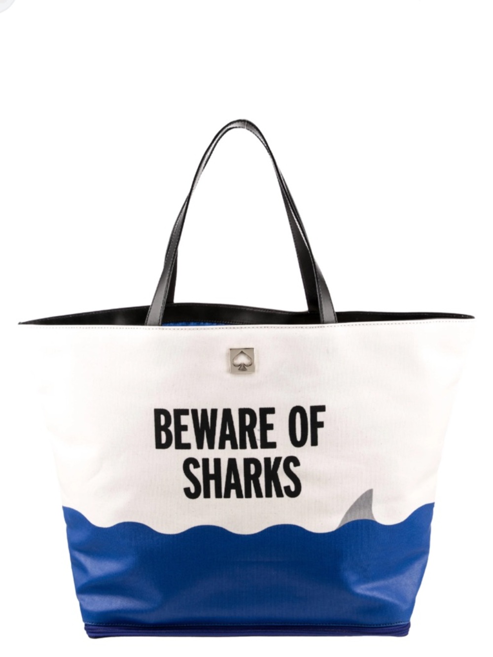 kate spade White, Blue and Black 'Beware of Sharks' Canvas Tote